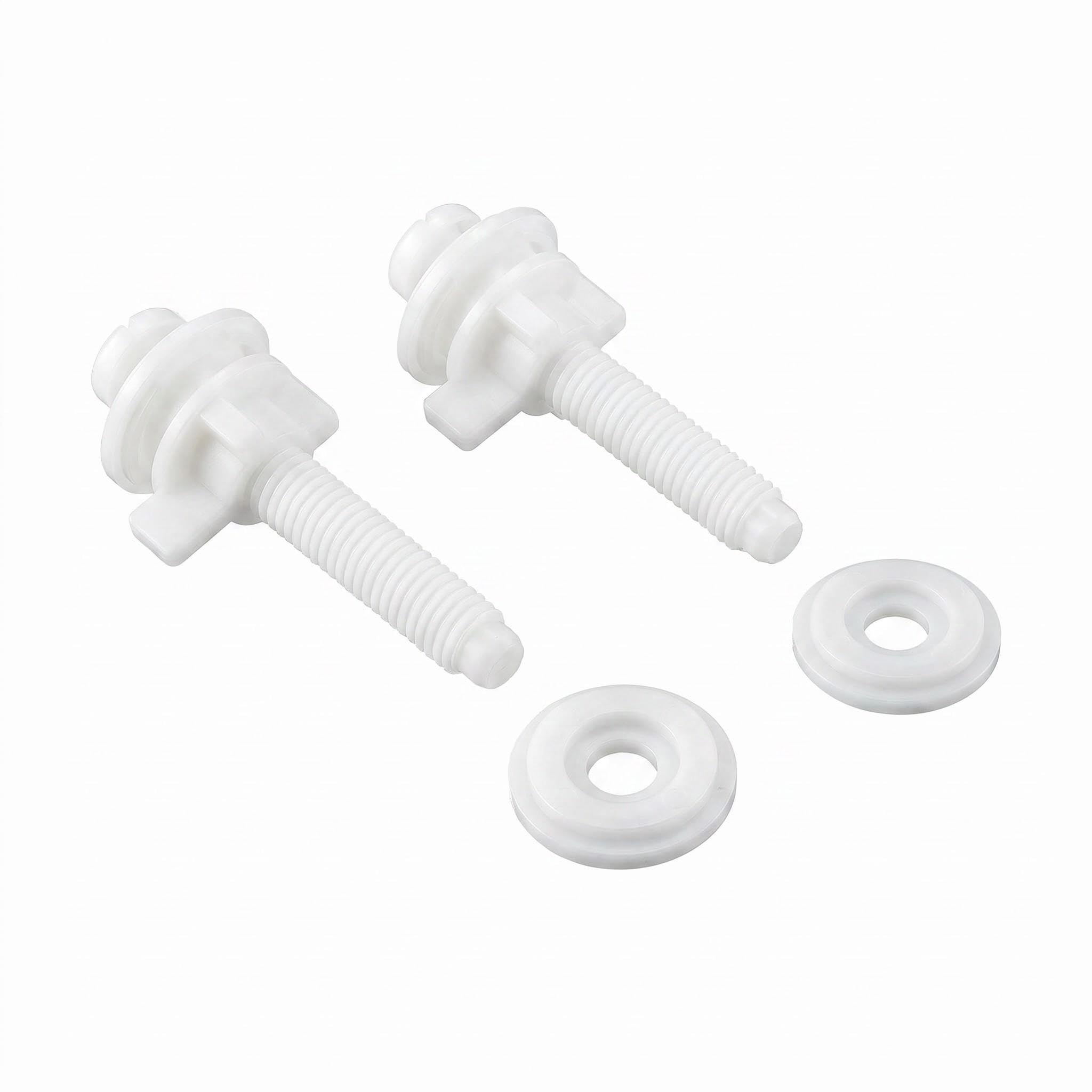 Photo 1 of 2 Pcs Toilet Seat Screws for Replacement Kit, Plastic Nuts and Washers for Fixing The Top Toilet Seat