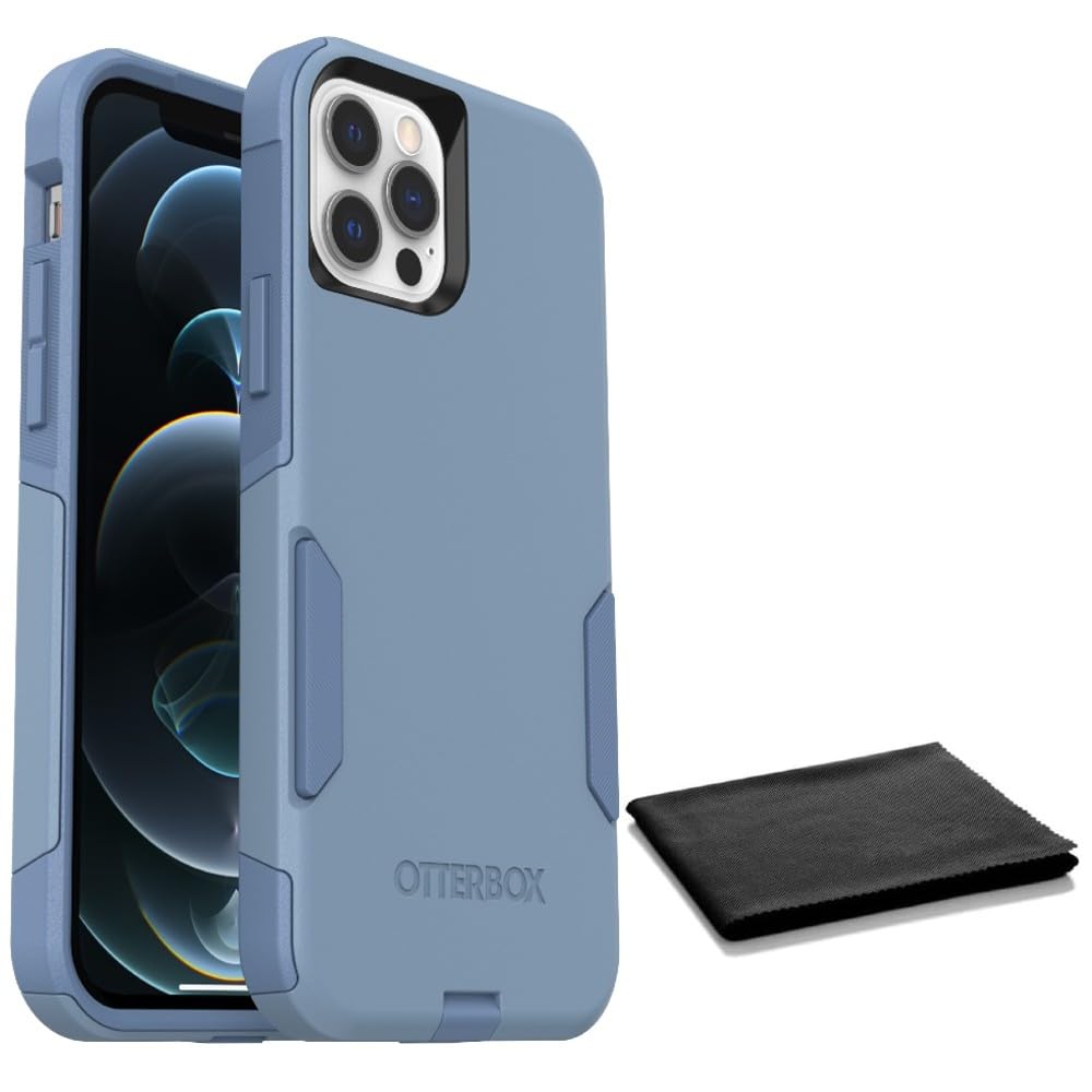 OtterBox iPhone 12 & iPhone 12 Pro (Only) - Commuter Series Case - Crisp Denim (Blue) - with Cleaning Cloth - Slim & Tough - Pocket-Friendly - with Port Protection - Non-Retail Packaging