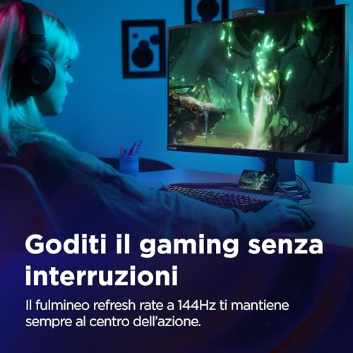 Lenovo Legion Y32p-30 Monitor Gaming 31.5" UHD (3840x2160), IPS, 0.2ms, 144Hz, Altoparlanti, Regolabile, AMD FreeSync Premium, HDMI 2.1 + DP + USB-C - Immagine 2