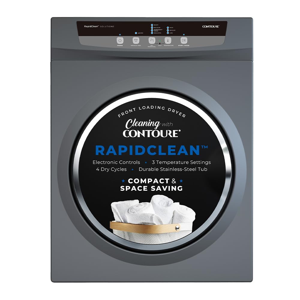 CONTOURE 24 in Stackable Electric Dryer, 13.2 lb Capacity, 120V, Titanium