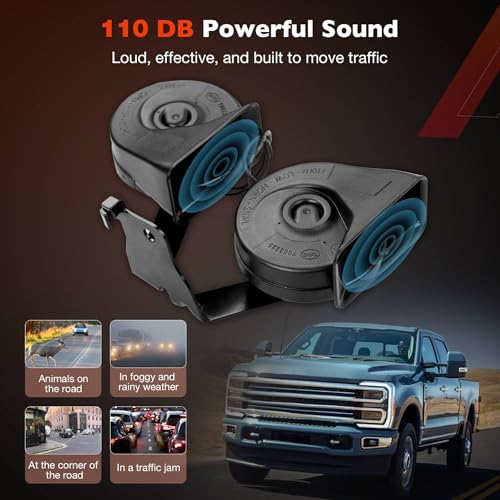 Image of ATRACYPART HC3Z-13832-G Dual Horn Assembly with Bracket- Fit for Ford F250 F350 Super Duty 2017 2018 2019 2020 2021 2022