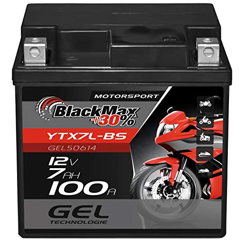 BlackMax Roller- & Motorradbatterie YTX7L-BS 12V 7Ah 100A EN