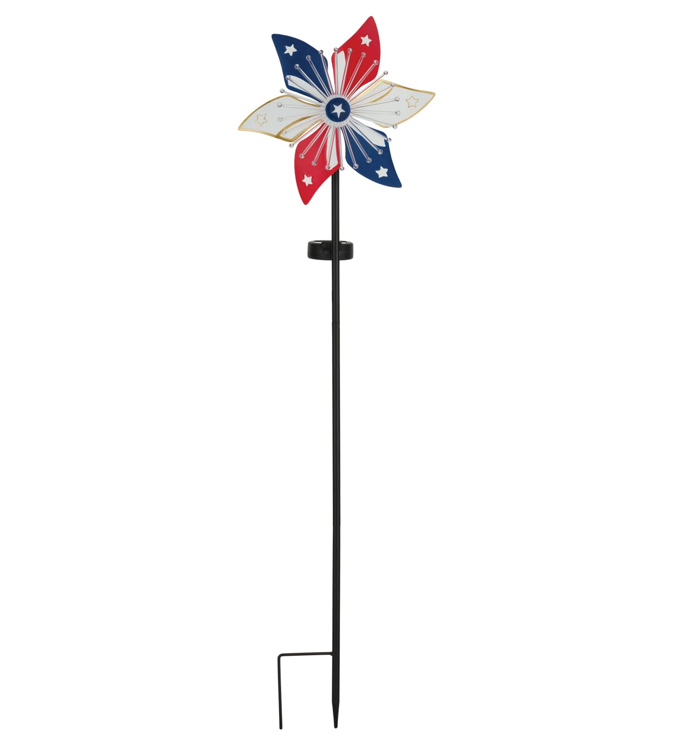 Regal Art & Gift Americana Spinner - Girandola a energia solare, in metallo, patriottica, con luce LED, resistente alle intemperie, decorazione da giardino per cortile e patio all'aperto, motivo