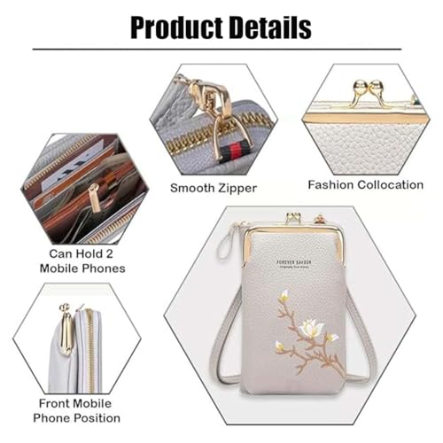 Women Sling Cross-Body Wallet with Mobile Cell Phone Holder, Cellphone Purse Wallet Card Clutch Travel Pocket4