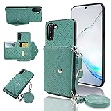 Compatible with Samsung Galaxy Note 10 Glaxay Note10 5G Wallet Case with Crossbody Shoulder Strap and Stand Leather Credit Card Holder Cell Phone Cover for Gaxaly Notes 10s Ten Not S10 Girls Green