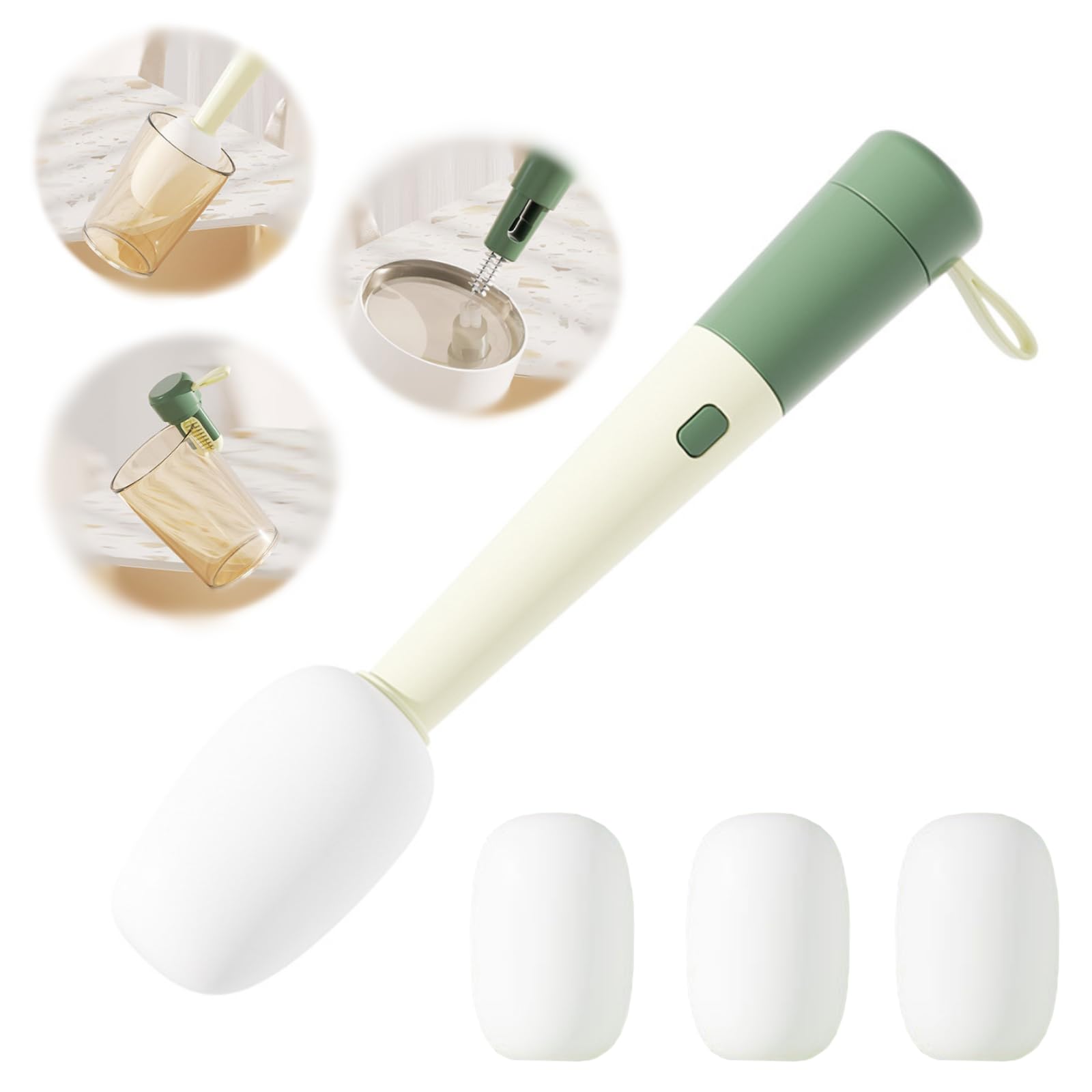 GCFTIFF 3 in 1 Multipurpose Bottle Cleaner Brush,3 Pcs Replacement Heads & 1 Pcs Multipurpose Brushes,Cup Crevice Cleaning Tools,Water Bottle Cleaner