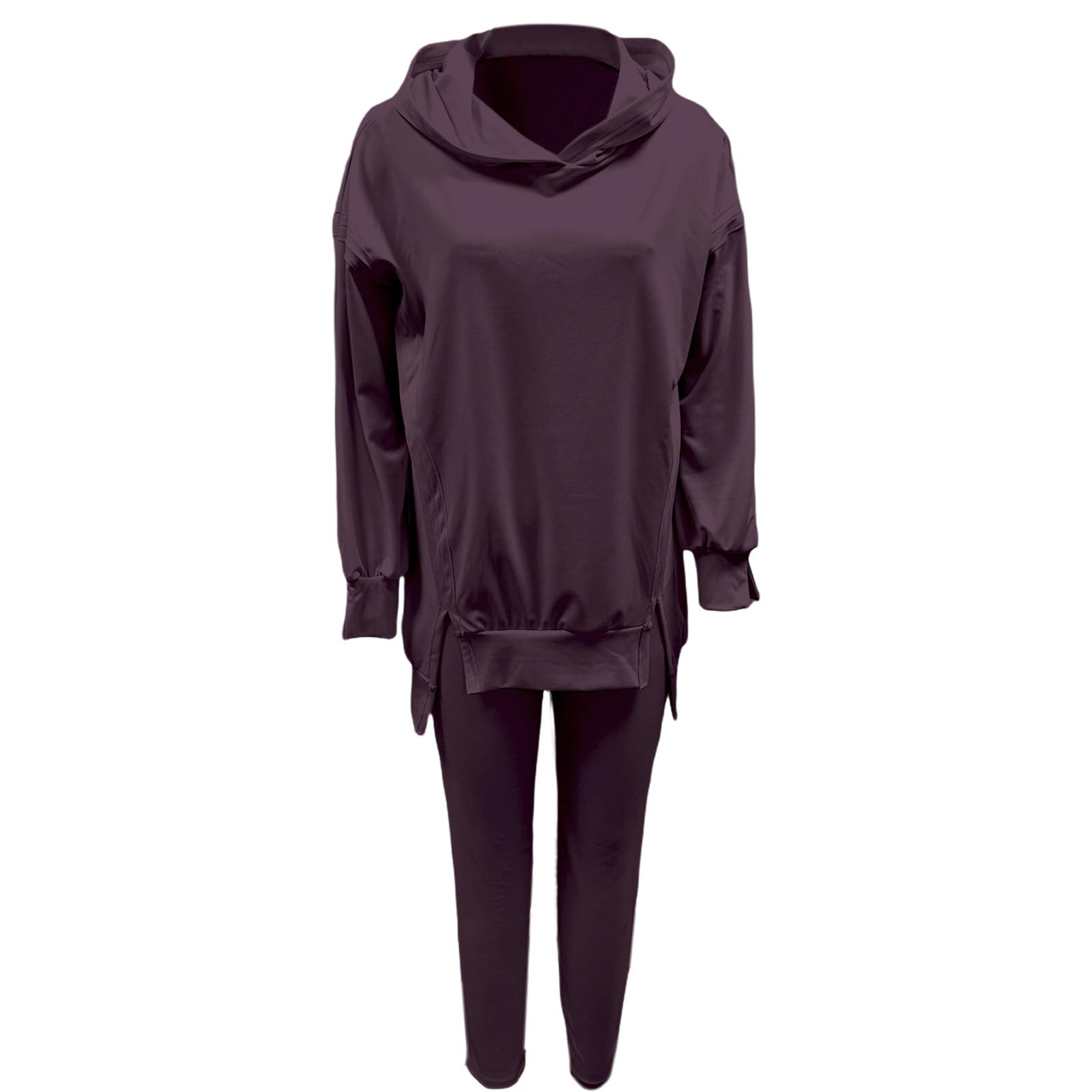 Mono de pantalón harem con capucha dividida para mujer, conjunto de 2 piezas, leggings y pantalones de chándal cómodos para mujer, cartera de hombre con cremallera