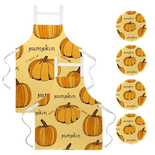 Lot de 2 tabliers de cuisine aquarelle citrouille pour la cuisine et le bistrot