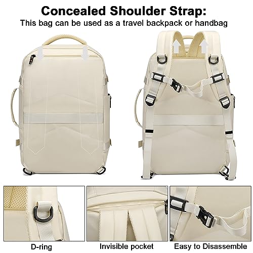 Asenlin Travel Backpack for Women Men,Flight Approved Carry On Luggage 30L Water Resistant Business Laptop Backpacks Fits TSA 15.6 Inch Computer College Weekender Outdoor Hiking-White - image 4