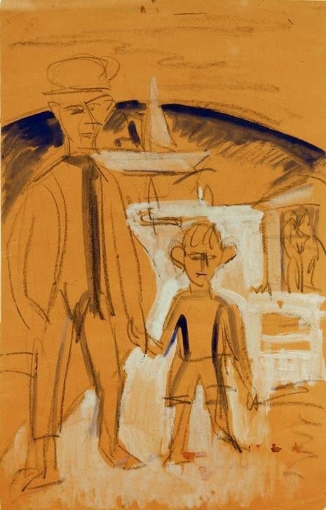 Affiche Kirchner pêcheur à la main pour salon moderne 50x70cm