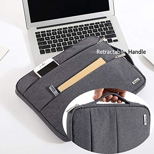 V Voova 13 13.3 Inch Laptop Sleeve Carrying Case Compatible with MacBook Pro,MacBook Air 13" 2019 2020,Surface Book 2 13.5",HP Envy 13 Chromebook Protective Slim Notebook Bags with Handle,Grey