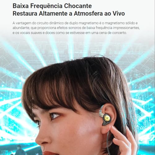 Fone De Ouvido Profissional KZ EDX Pro Intra-auricular, Driver Dinâmico Magnético Composto de 10mm,