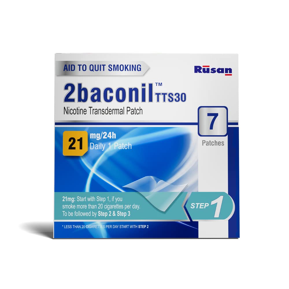 Rusan 2baconil Nicotine Transdermal Patch 21mg/24h | Helps to Quit Smoking | 7 Patches (Step 1) (B0B5KYQQGR) Amazon Price History, Amazon Price Tracker