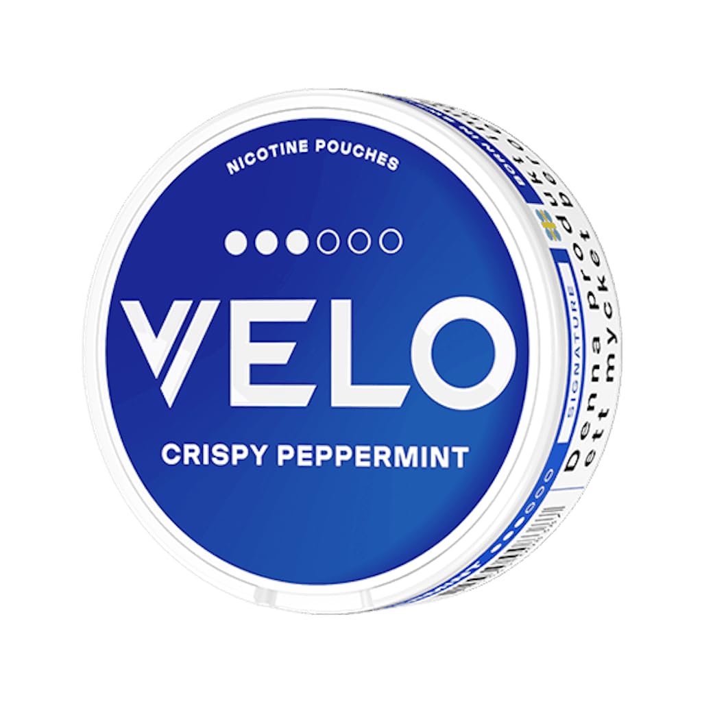 Velo Energy Pouches, Tobacco Free Nicotine Alternative Snuff & Energy Dip Chewing Tobacco Alternative Healthy Dipping Caffeine Free (Crispy Peppermint)