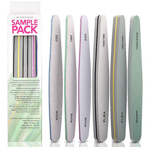 Nail Files,MORGLES Gel nail file Set Professional Nail Buffer File Block Natural Manicure File Nail Polisher Washable Double Sided Grit 150/180/200/240/280/1000/4000 Buffer