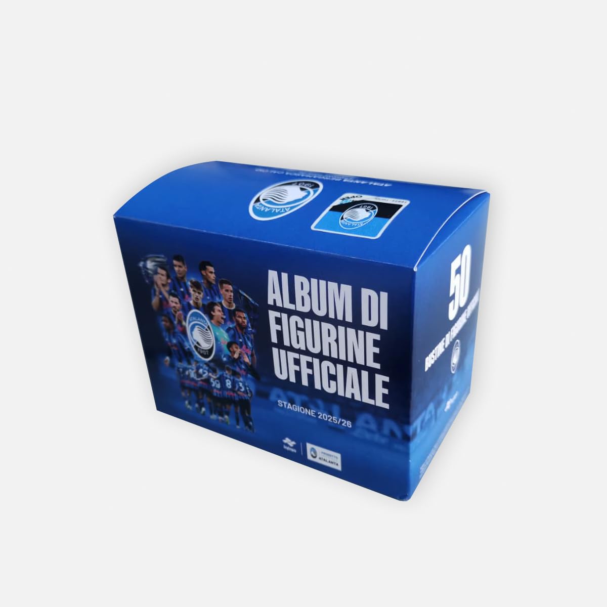 Starter Pack + BOX 50 bustine - Atalanta 2025-2025 Prodotto UFFICIALE - 1 album di figurine + 3 bustine da 6 figurine + BOX da 50 bustine da 6 figurine