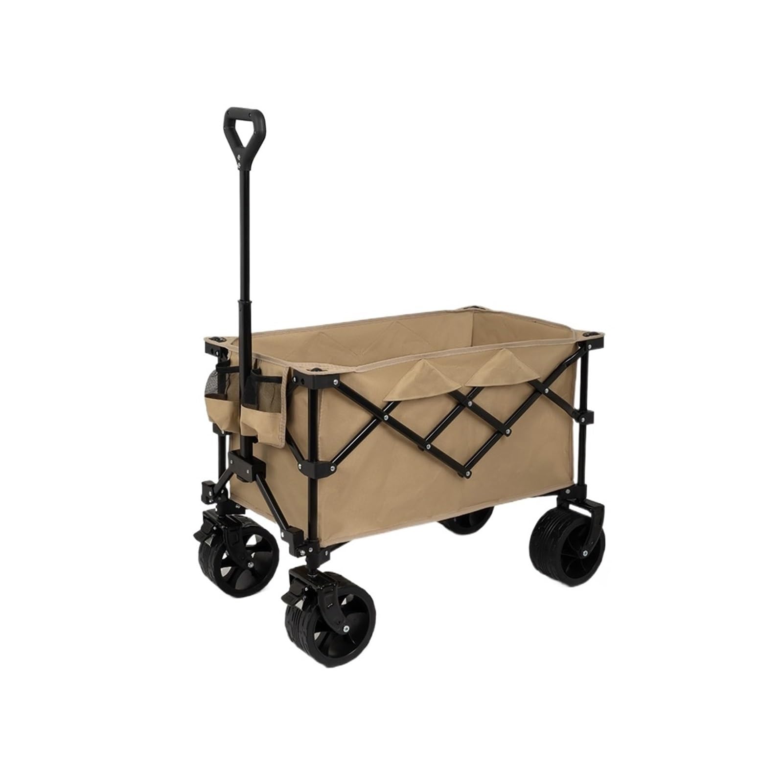 Wagons Carts Foldable, Folding Wagon Beach Cart Sports for Camping Shopping,Collapsible Wagon(Khaki)
