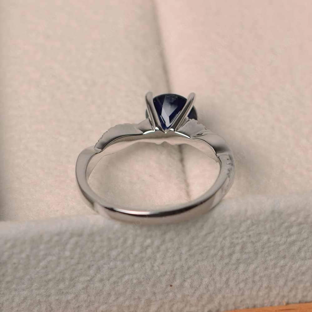 LUO 925 Sterling Silver 7x7mm Round Cut Gemstone Birthstone Rings for Women, Twist Infinity Engagement Ring Birthstone Jewelry Anniversary Wedding Promise for Lady Size 3-13