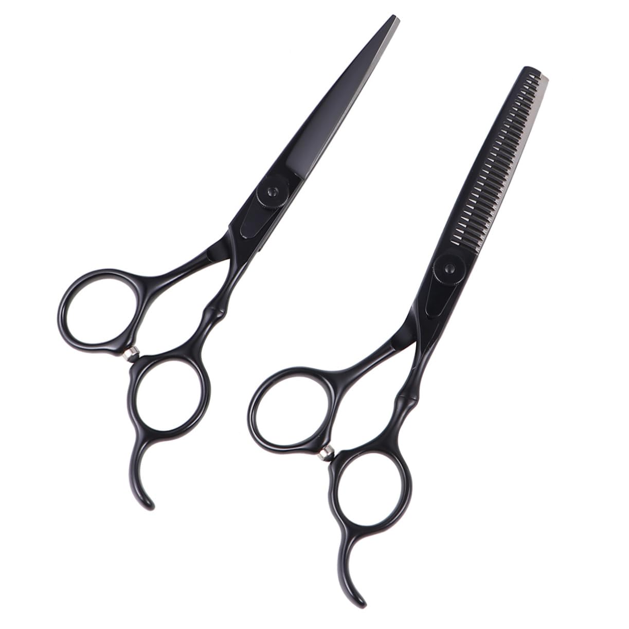 Ciseaux de coiffure professionnels lame plate et effileur ergonomique