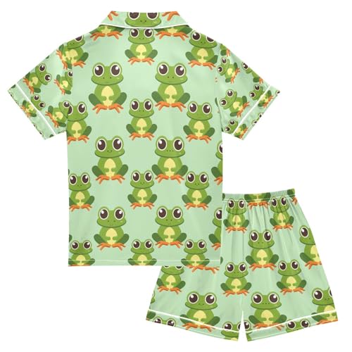 senya Frog Satin Summer Pajama Sets Silk Short Sleeve Button Down Sleepwear2