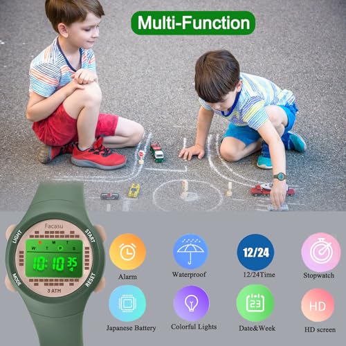 Image of Kids Digital Watch for Girls Boys,Children's Waterproof Colorful Light UP Outdoor Sport Watch with Stopwatch Alarm-Kids Gifts for Girls Boys