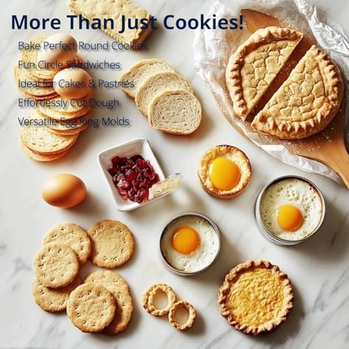 Image of Round Cookie Cutter Set (12 pcs) - Stainless Steel Baking Molds for Cookies, Biscuits & Pastry | Durable Commercial-Grade Metal Cutters for Baking & Kitchen Use