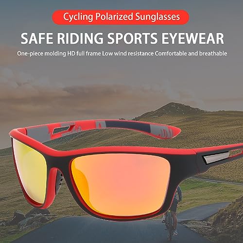 FDEETY Polarized Sports Sunglasses UV400 Protection for Sports Eyewear for Outdoors Cycling Fishing Golf Mountain Ski Running Camping Unisex (Red) - Image 4