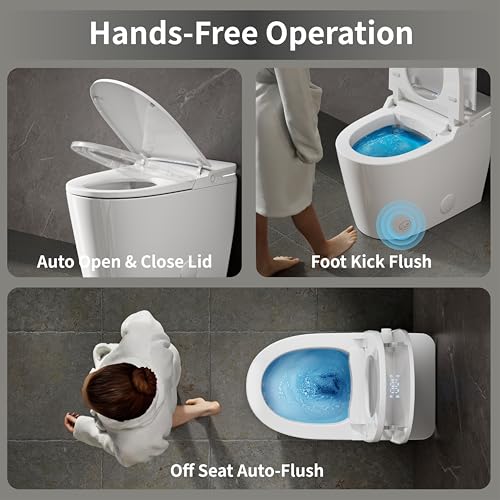 Image of Luxury Smart Toilet with Bidet Built in, Auto Open Close, Foam Shield