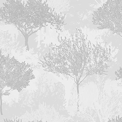 Superfresco Easy Birch Forest Silver Wallpaper | Tree Design | Silver Colour | Paste The Wall Application