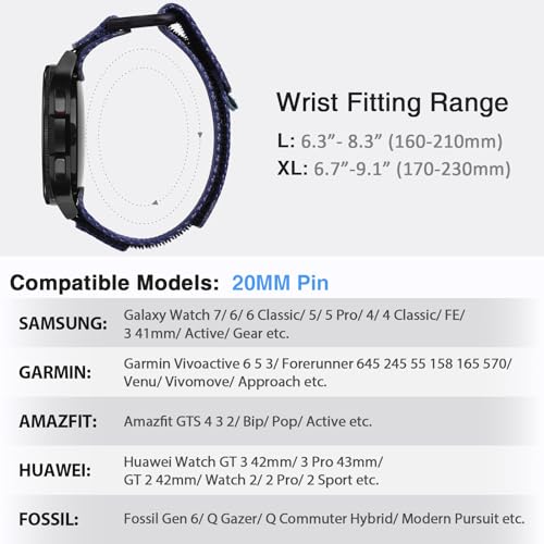 Image of Nereides Compatible with Samsung Galaxy Watch 3 45mm Band, Rugged Nylon Sports Strap with Woven Loop Design, 22mm Tough Replacement Band