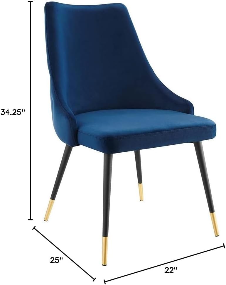 Modway Adorn Tufted Performance Velvet Dining Side Chair, Navy 25D x 22W x 34H Inch