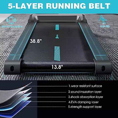 Image of Under Desk Treadmill, 3HP Walking Pad Treadmill Under Desk 2 in 1 with Remote Control, Treadmills for Home Exercise, Walking Running Jogging Machine, LED Display, Free Installation