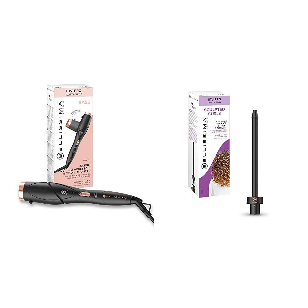 Imetec Bellissima My Pro Twist & Style, base de fer à friser modulaire pour des cheveux ondulés et bouclés + Accessoire Sculpted Curls de fer modulaire My Pro Twist & Style, embout de fer à friser