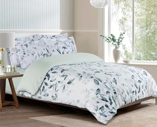 Majestic Giftware Madison Linen 4 Pcs Full Size Duvet Bedding Set (BL505-F-4pcs) Bamboo Bliss 300 TC Cotton Sateen Durable & Washable | 1 Fitted Sheet, 1 Duvet, 2 Pillowcases - Ritz Collection
