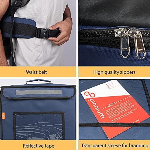 Image of Polyester Modern Maxim Insulated Water Stain Repellent Food Pizza Courier Bag 67 Litres 16X16X16 Inches (Extra Large, Navy Blue)