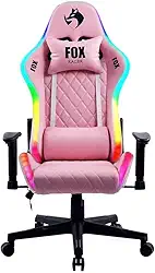 Cadeira Gamer Fox Com Iluminação RGB Apoio Ajustavel Rosa