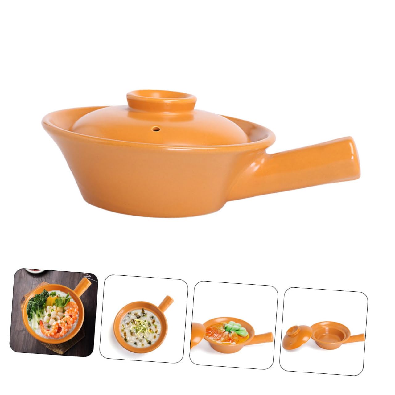 STOBAZA Olla De Cerámica Grande Con Asa Para Cocinar En Estufa Resistente Ideal Para Sopa y Alimentos Infantiles