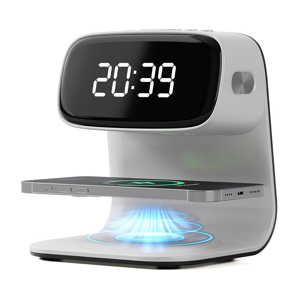 CTRLZS Touch Smart Lamp Nightlight Night Lamp 3 Colors Digital Alarm Clock 15W Wireless Fast Charging Station for Bedside