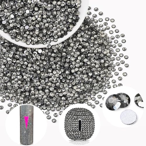 Image of 5000PCS SS6 /2mm Crystal Glass Rhinestones for Bedazzling (Black Diamond) | Flatback Rhinestones for Crafting DIY Nail Art Makeup Decoration, Gems Diomand Charms for Tumbler Shoes Clothing Mug