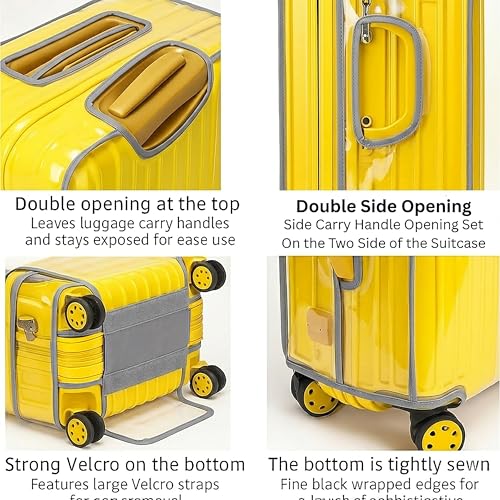 Image of Suitcase Cover 24 Inch Trolley Bag Cover Transparent PVC Suitcase Bag Cover with Zipper Dustproof Waterproof & Cabin Bag Anti-Scratch Luggage Cover for Travel Accessories, (Grey, Pack of 1, 24 Inch)