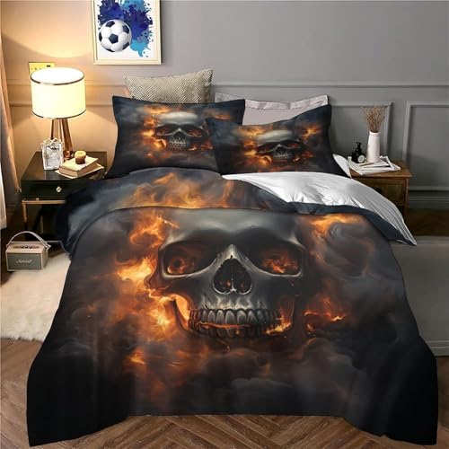 Housse de couette crâne de feu 3D en microfibre inaltérable de qualité supérieure - 6