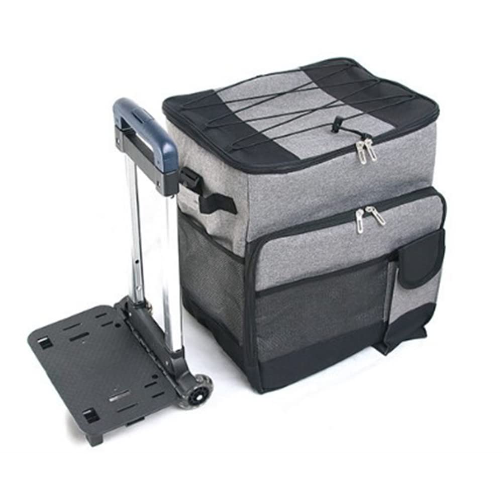 Valentigrl Bolsa térmica térmica con ruedas extendida plegable, enfriador de bebidas portátil con ruedas, caja aislada con asa, bolsa térmica aislada a prueba de fugas