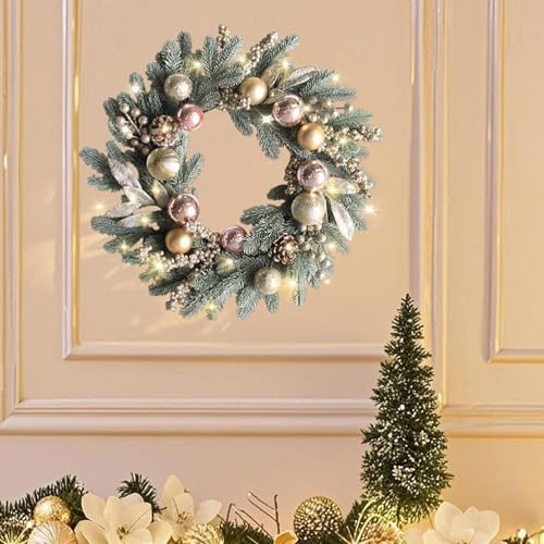 Couronne de Noël durable sans perte d'aiguilles avec baies et neige - 7