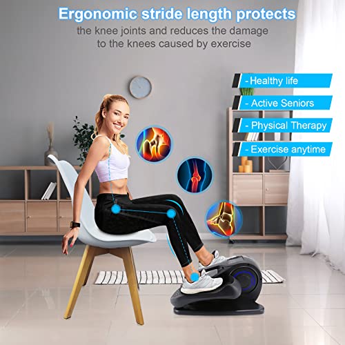 Rollingsurfer Under Desk Elliptical Machine, Adjustable Speeds Elliptical Trainer with Non-Slip Pedal Exerciser and LCD Monitor, Leg Recovery and Therapy for Seniors and Adults