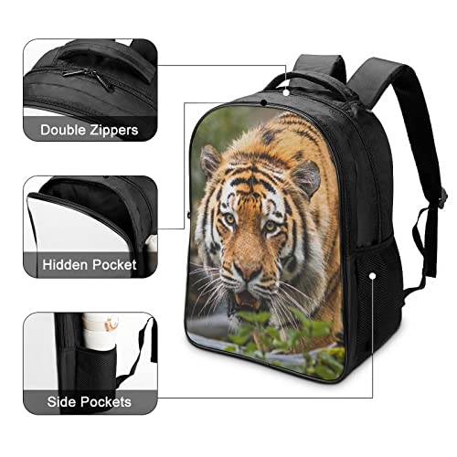 Sac à dos scolaire imprimé 3D tigre avec grand compartiment mode pour ados