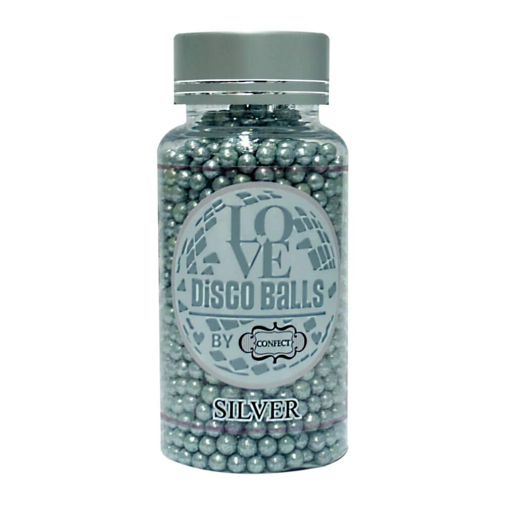 Confect Edible Silver Disco Balls Sprinkles 6MM | Cake & Cupcake Toppings | Edible Cake Decorations for Baking & Festive Treats | Vegan, Gluten-Free, Soy-Free, Dairy-Free, Palm Oil-Free – 120 Gms