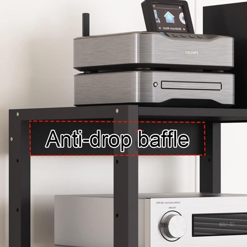 AV Cart Rolling Media Stand 5 Tiers Corner Shelf Audio Rack AV Media Stand CD Player Stand Entertainment Stereo Component Storage Cabinet(5 Tier-50x40x90cm)