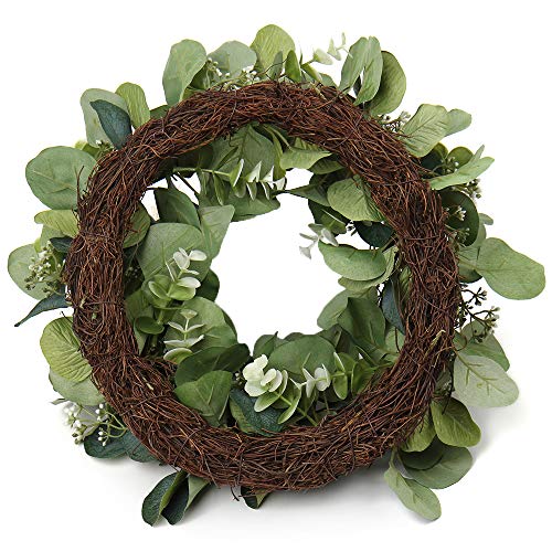 Haustür Kranz 56cm - Eukalyptus Oliven Kranz Für Frühling & Sommer