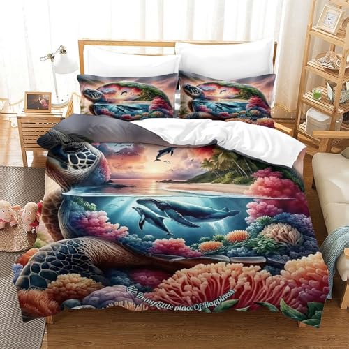 Housse de couette tortue de mer 140x200cm avec fermeture éclair - 2
