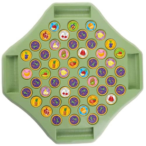 Juego de memoria para niños pequeños con patrones de dibujos animados, juego de memoria con 52 agujeros de ajedrez y 58 piezas de tablero fácil de combinar para reuniones preescolares de jardín de